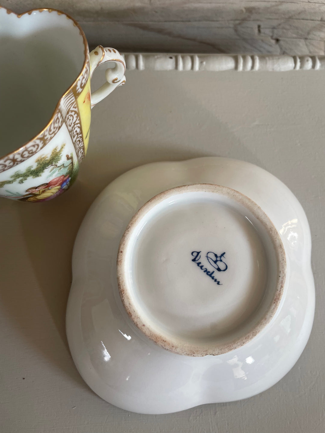 1980s Dresden Porcelain Cup & Saucer, Wolfsohn Meissen